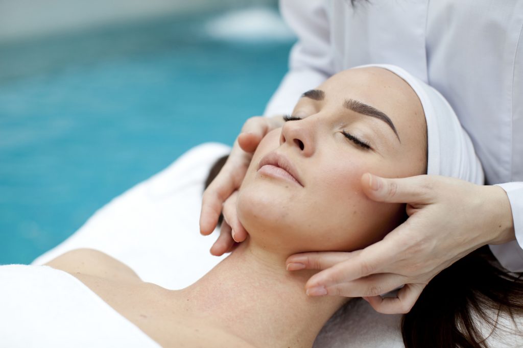 Woman receiving spa treatment